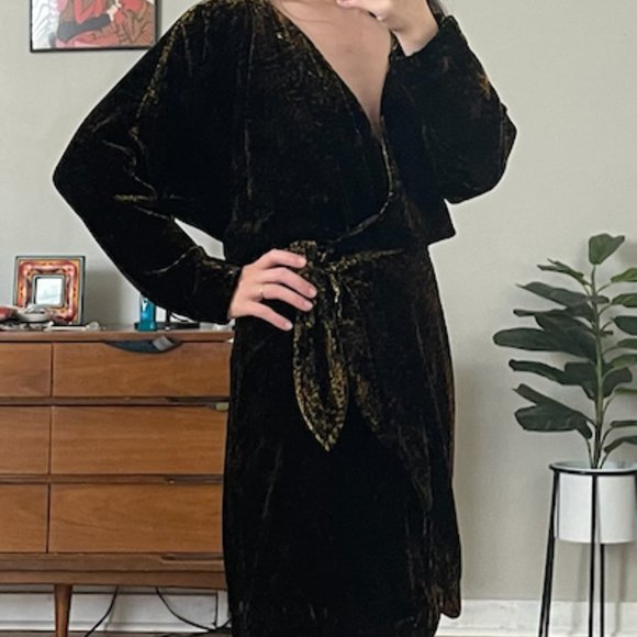 NWT & Other Stories Velvet Wrap Mini Dress in Tiger's Eye Pattern - Picture 3 of 5